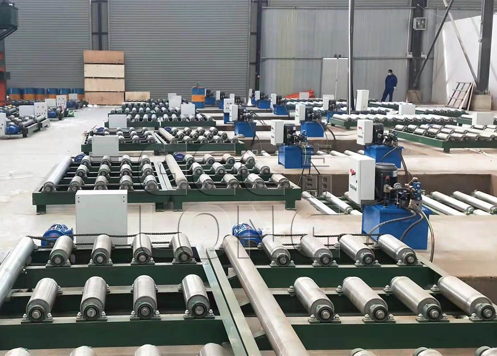 powered ground roller for automatic plywood production line, roller board lifter machine for plywood face repairing work