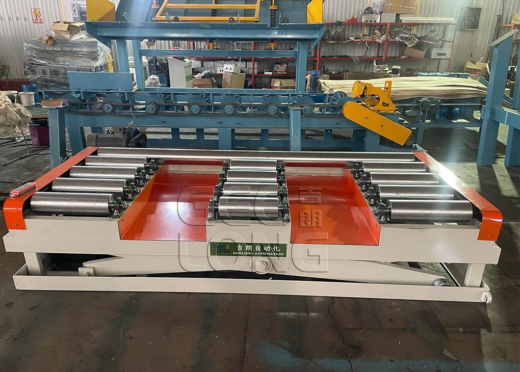 5T hydraulic board lifter machine with powered rollers