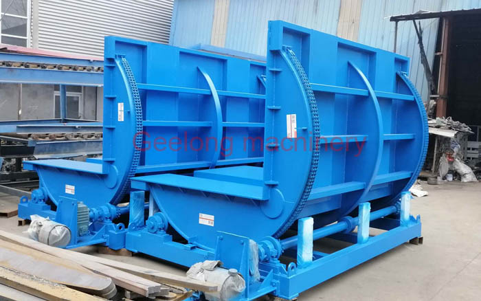 two set overturning machine for plywood board container loading