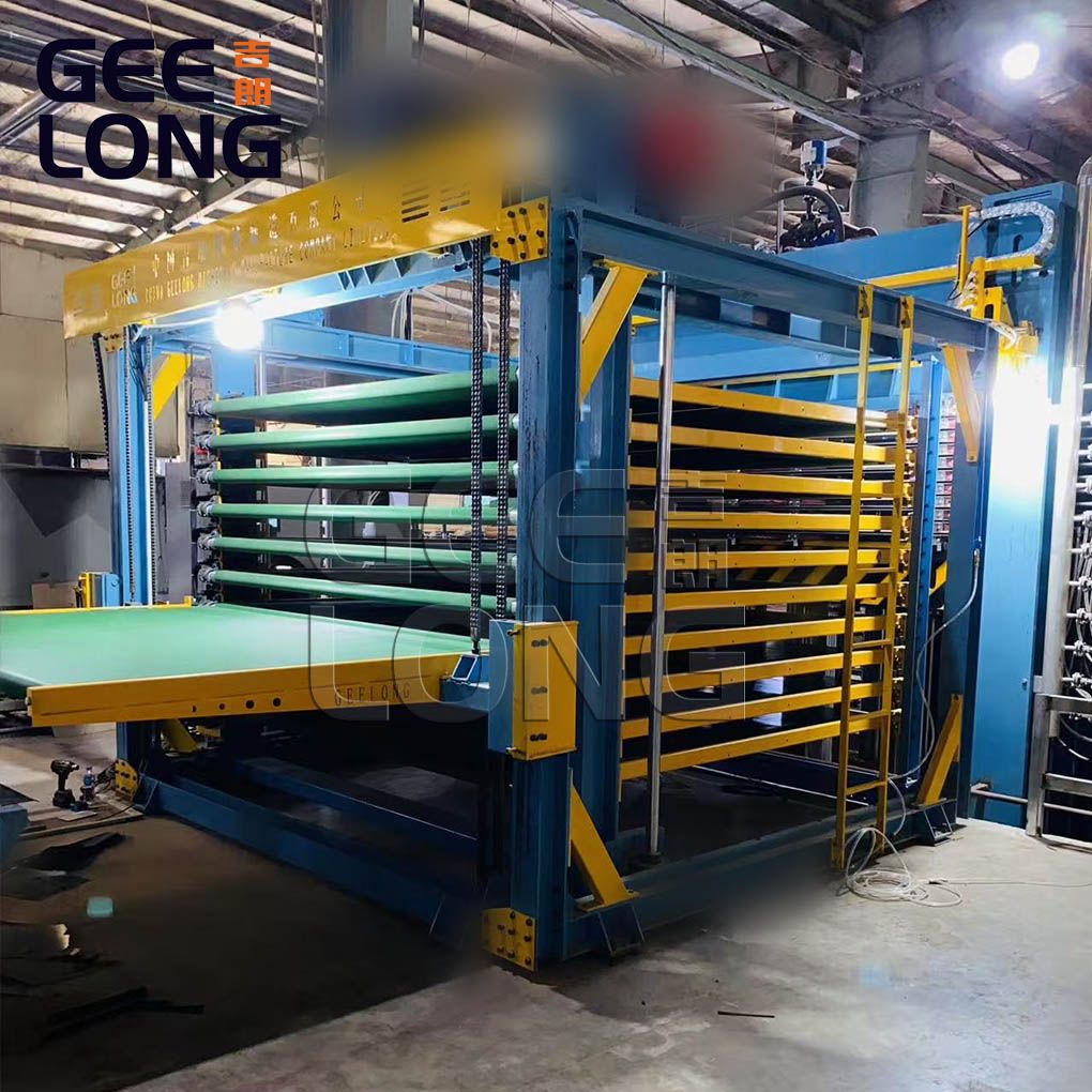 Semi automatic film faced plywood hot press machine installed in Vietnam