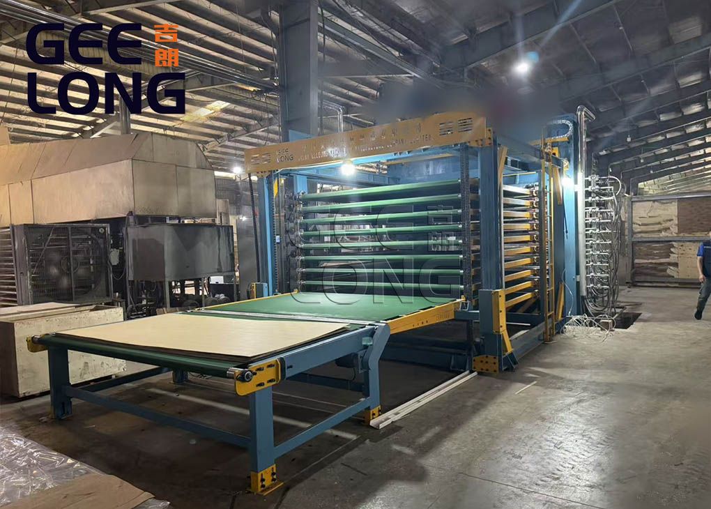 Semi automatic film faced plywood hot press machine installed in Vietnam